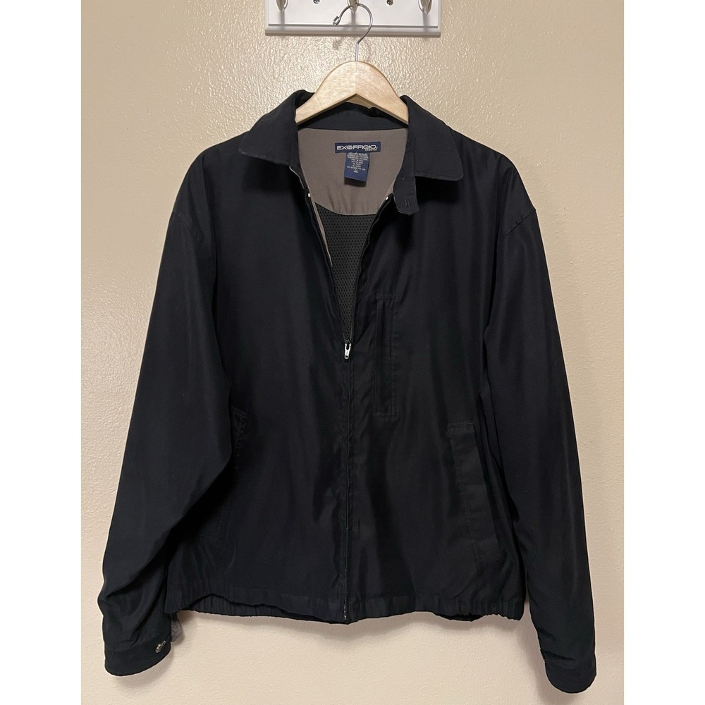ExOfficio Travel Black Tan‎ Polyester Full Zip Jacket Many Pockets Men's Size L